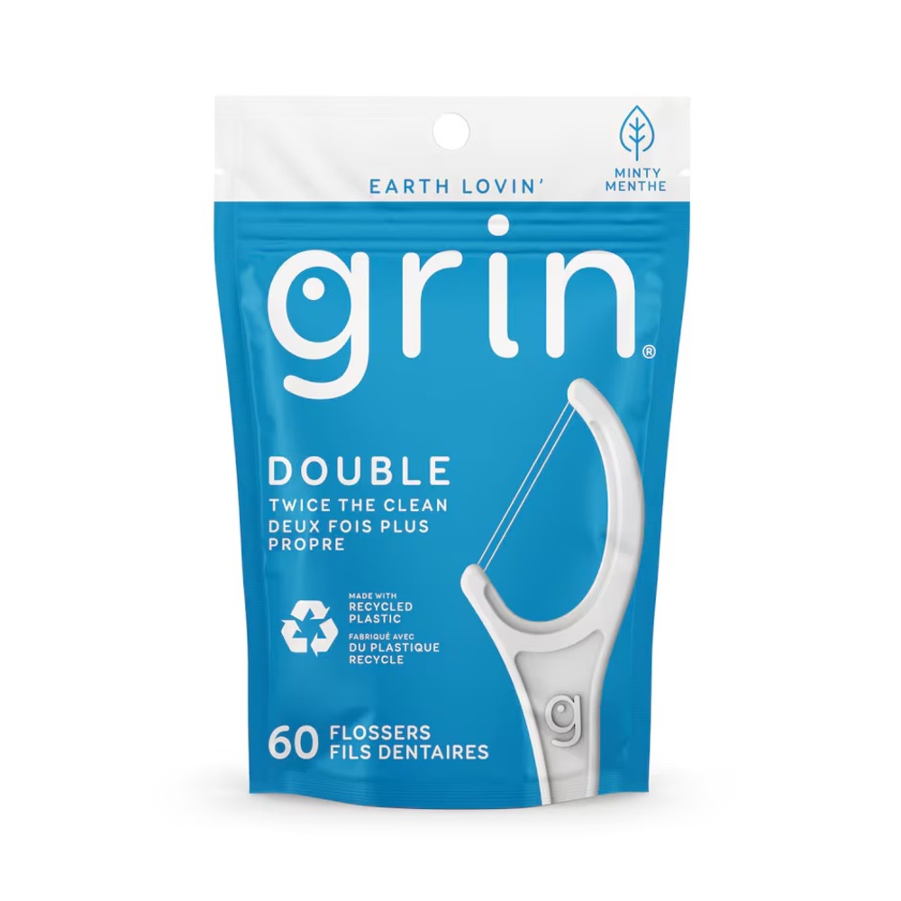GRIN 60 ct Mint Double Threaded Dental Flossers NWT